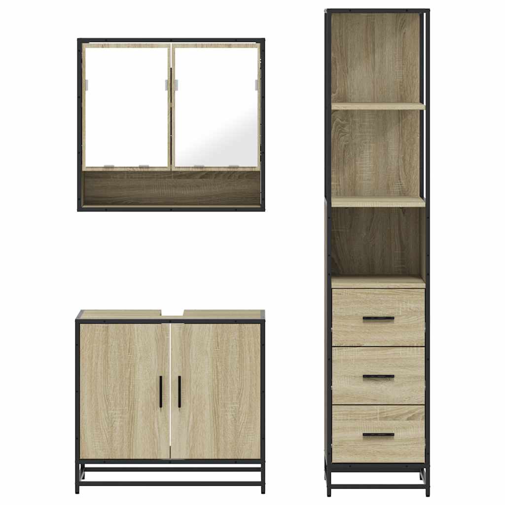 Ensemble de meubles de salle de bain 3 pcs chêne sonoma