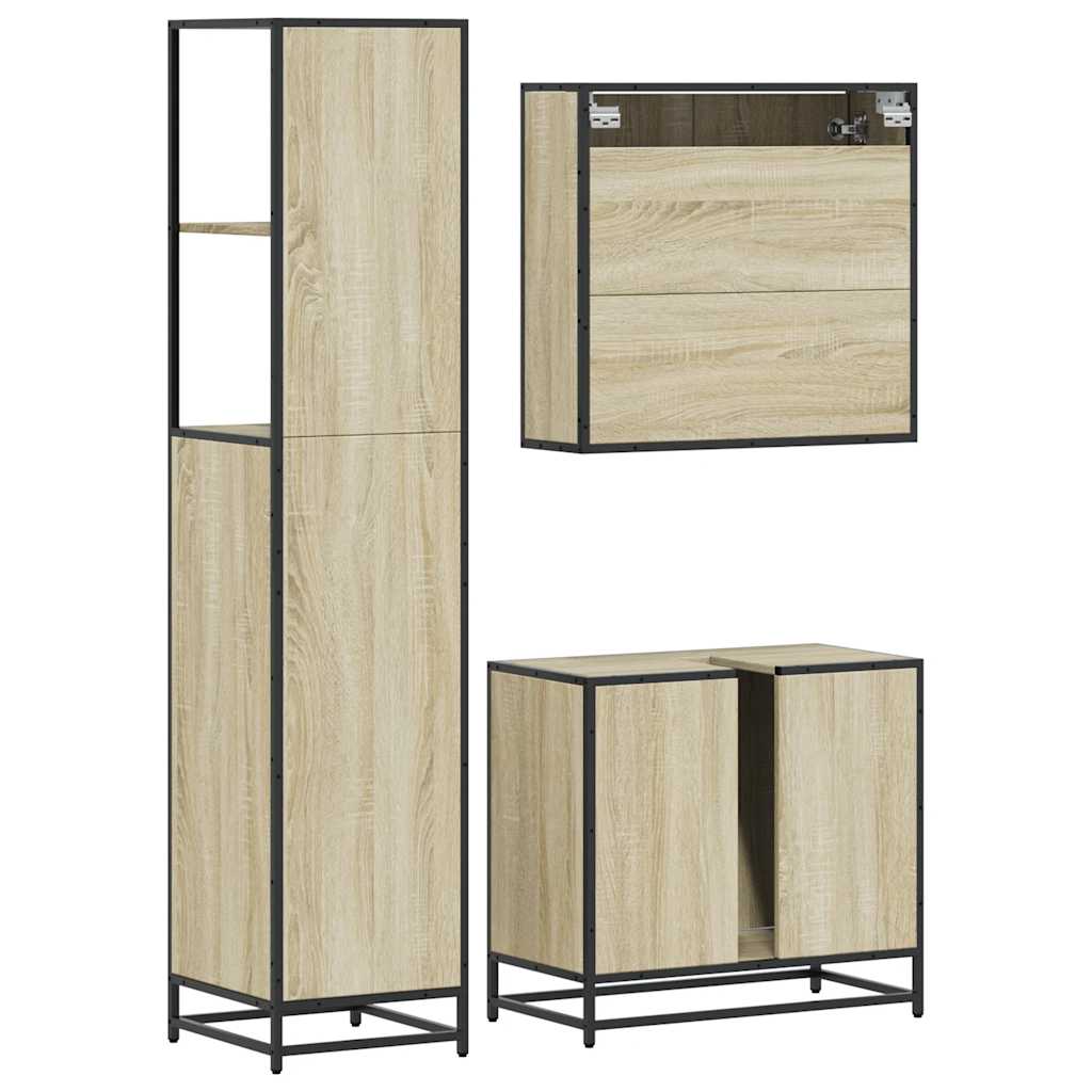Ensemble de meubles de salle de bain 3 pcs chêne sonoma