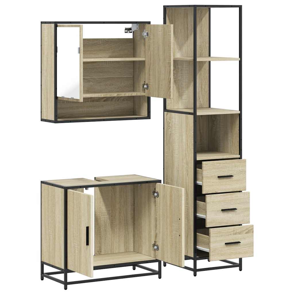 Ensemble de meubles de salle de bain 3 pcs chêne sonoma
