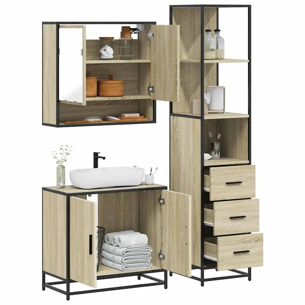 Ensemble de meubles de salle de bain 3 pcs chêne sonoma - XIOS