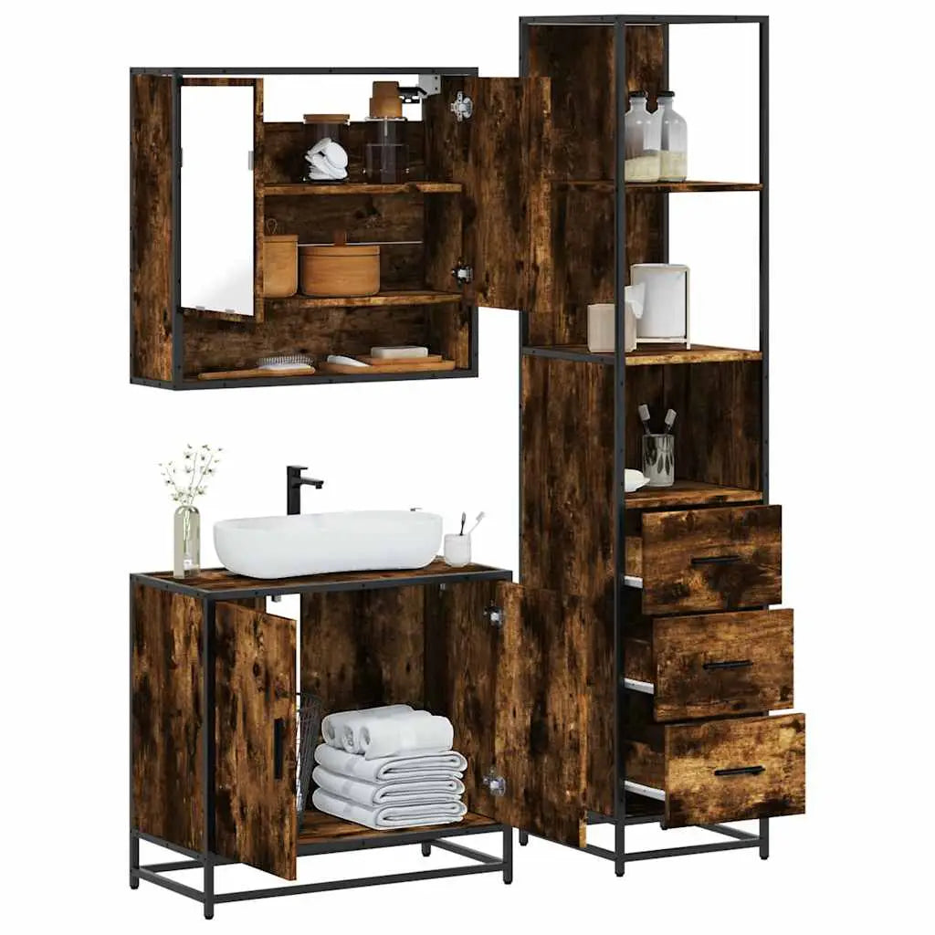 Ensemble de meubles de salle de bain 3 pcs Chêne fumé - XIOS
