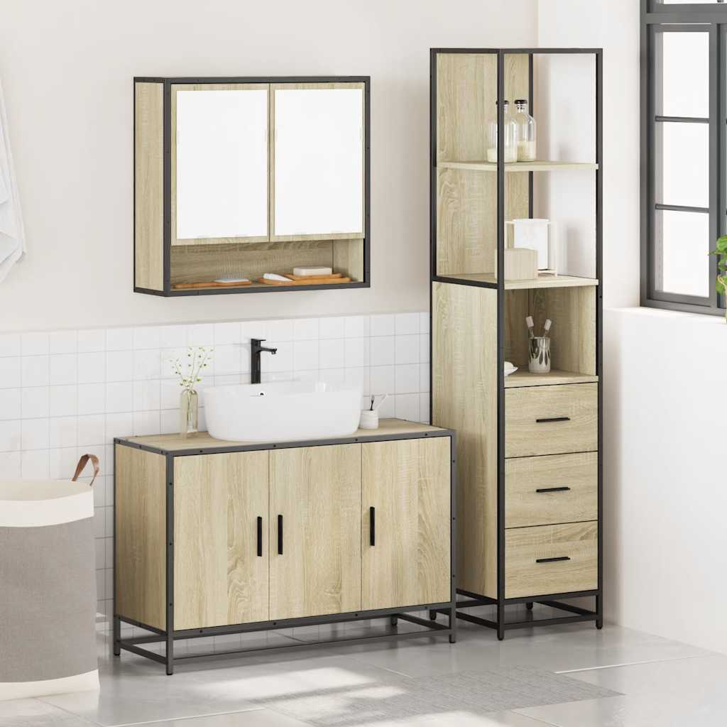 Ensemble de meubles de salle de bain 3 pcs chêne sonoma