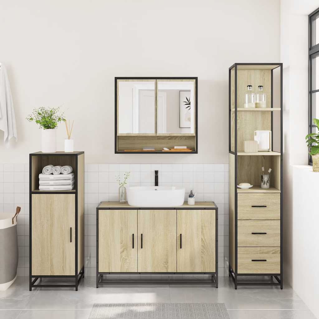 Ensemble de meubles de salle de bain 3 pcs chêne sonoma