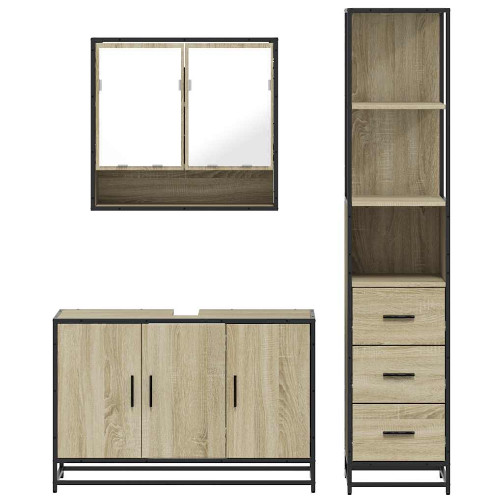 Ensemble de meubles de salle de bain 3 pcs chêne sonoma
