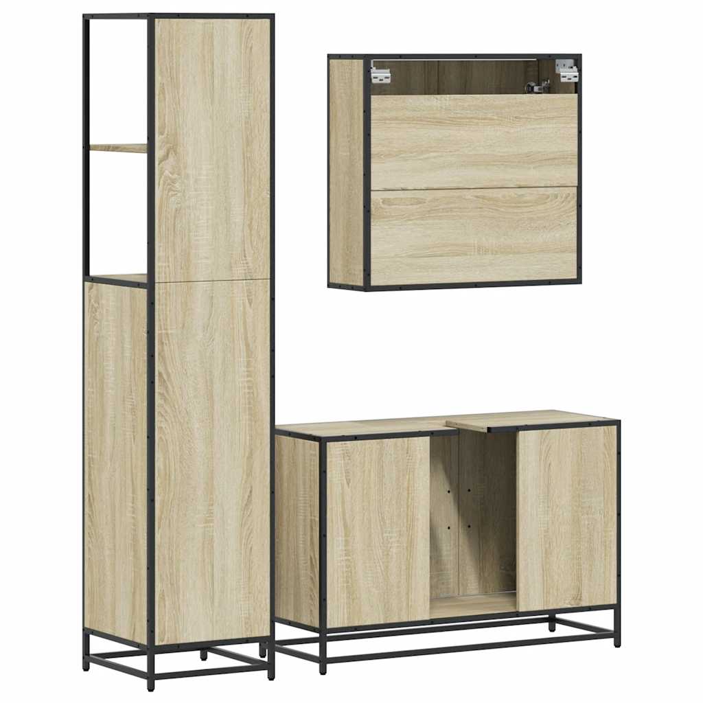Ensemble de meubles de salle de bain 3 pcs chêne sonoma