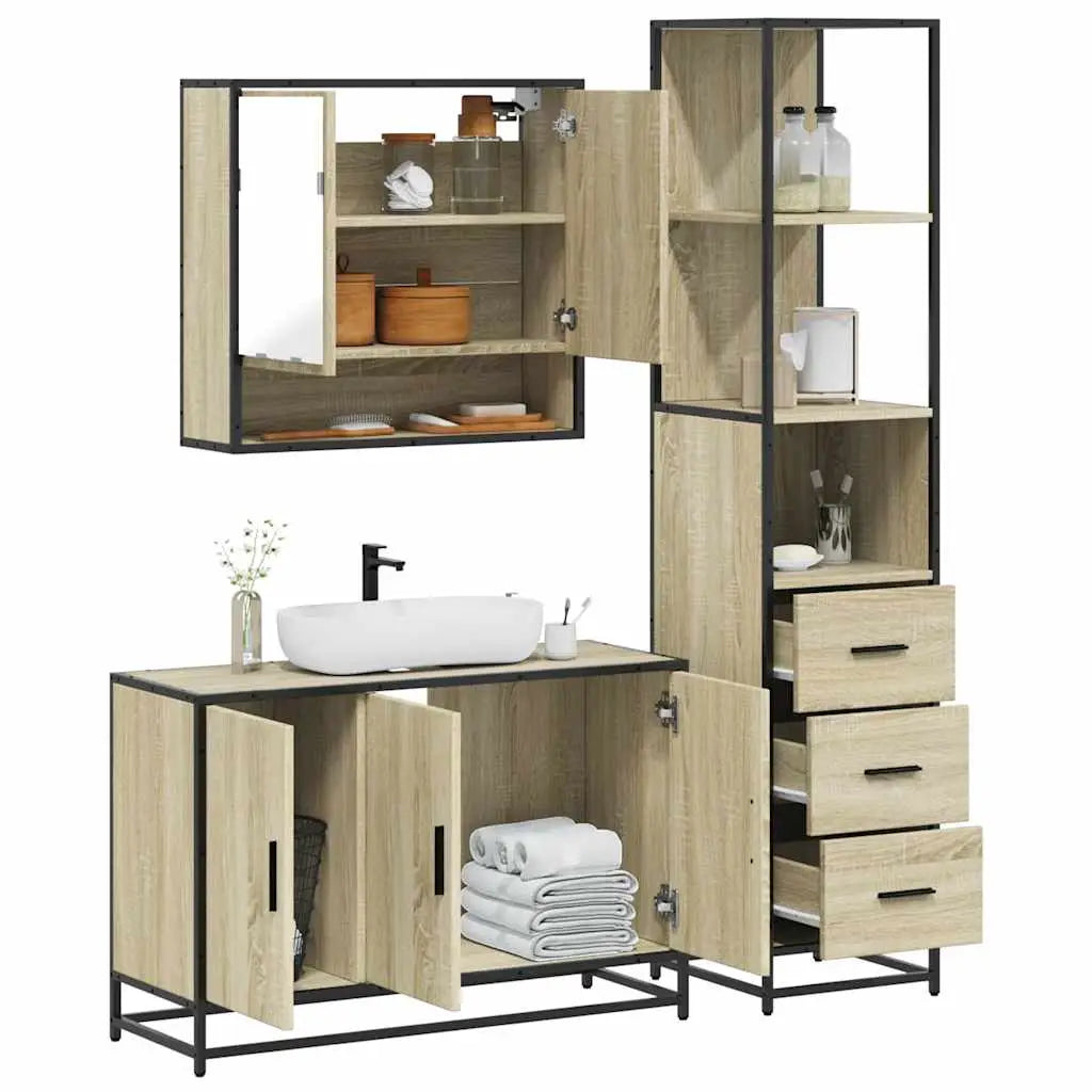Ensemble de meubles de salle de bain 3 pcs chêne sonoma - XIOS
