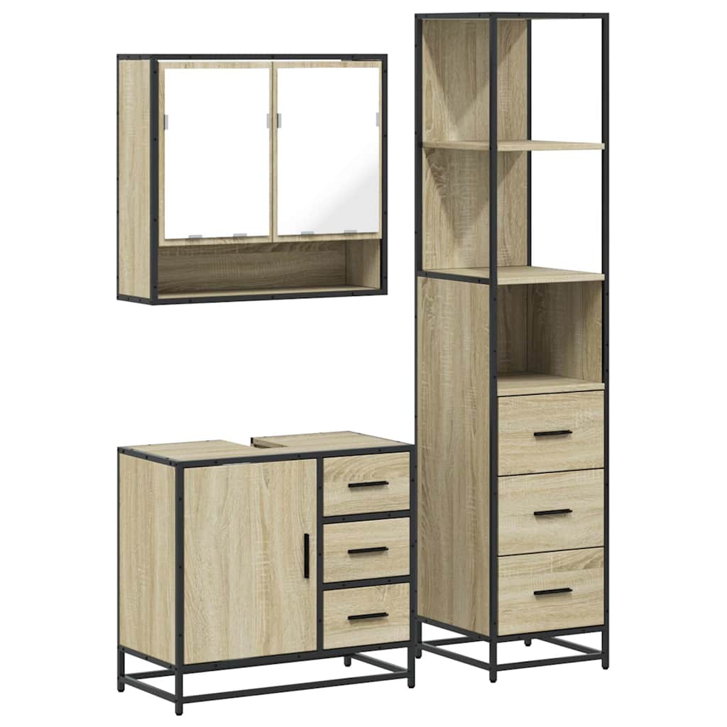 Ensemble de meubles de salle de bain 3 pcs chêne sonoma