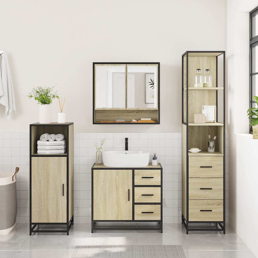 Ensemble de meubles de salle de bain 3 pcs chêne sonoma