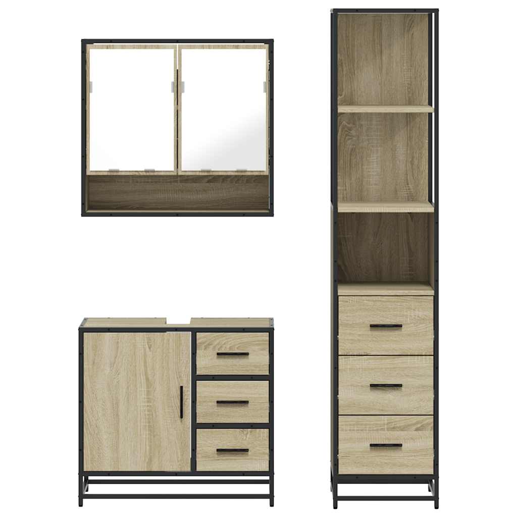 Ensemble de meubles de salle de bain 3 pcs chêne sonoma