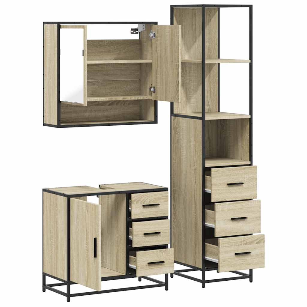 Ensemble de meubles de salle de bain 3 pcs chêne sonoma