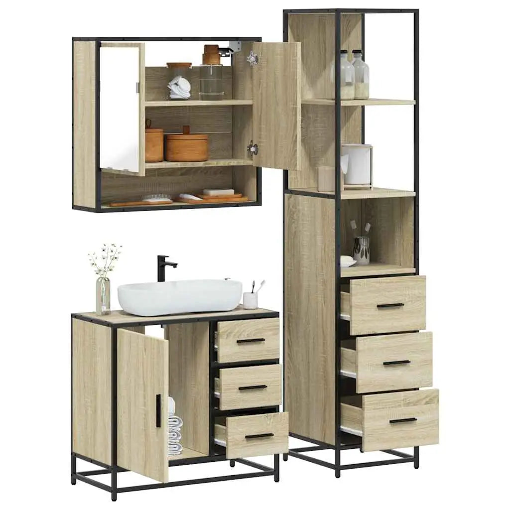 Ensemble de meubles de salle de bain 3 pcs chêne sonoma - XIOS