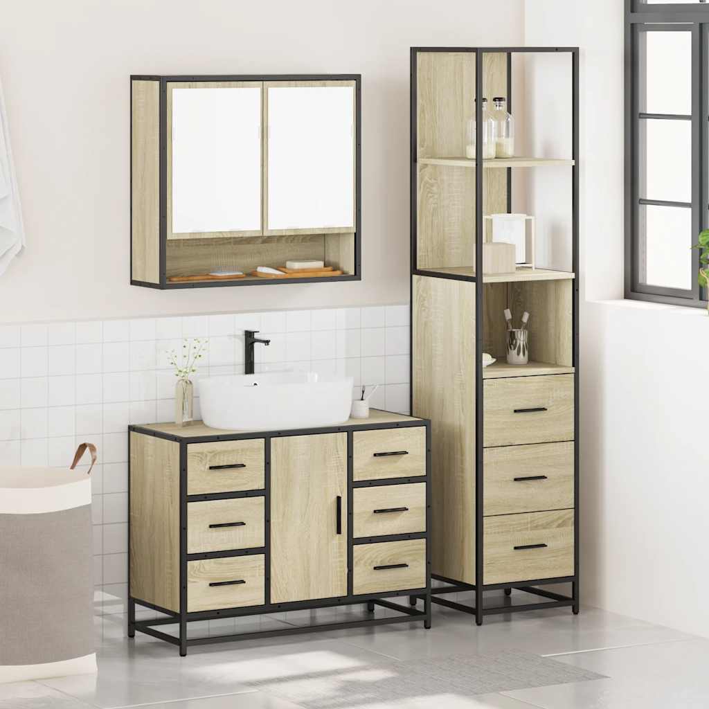 Ensemble de meubles de salle de bain 3 pcs chêne sonoma