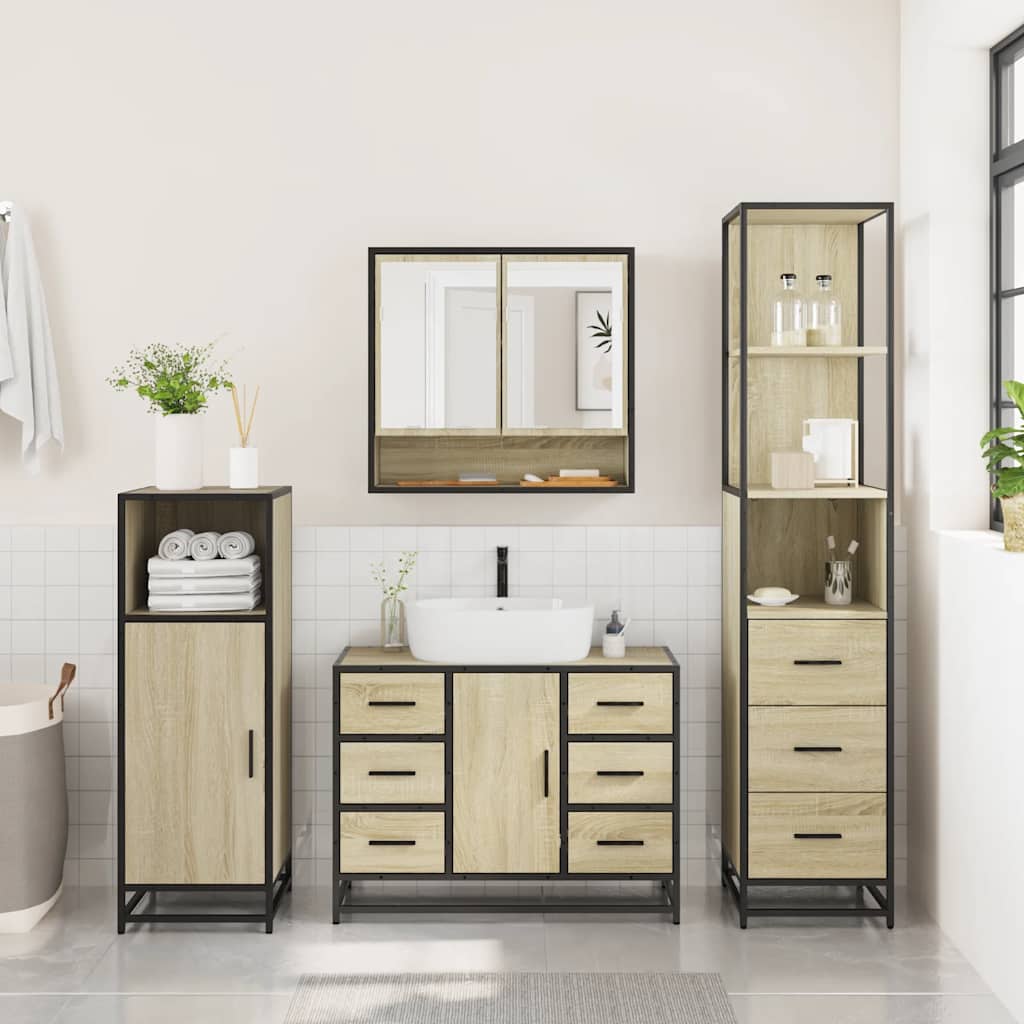 Ensemble de meubles de salle de bain 3 pcs chêne sonoma