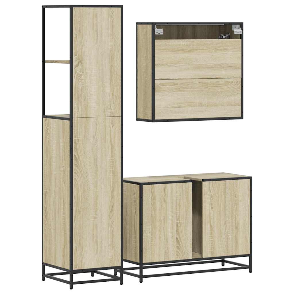 Ensemble de meubles de salle de bain 3 pcs chêne sonoma