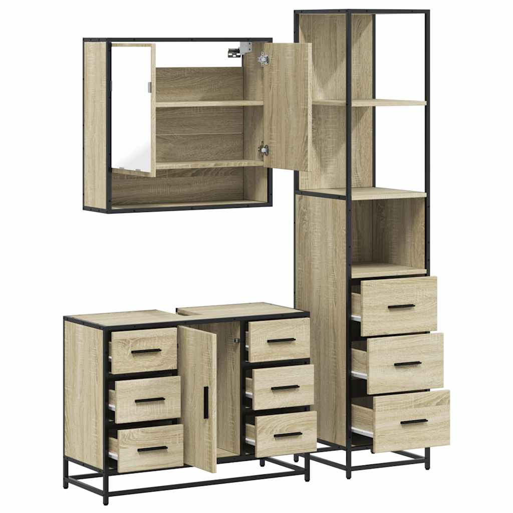 Ensemble de meubles de salle de bain 3 pcs chêne sonoma