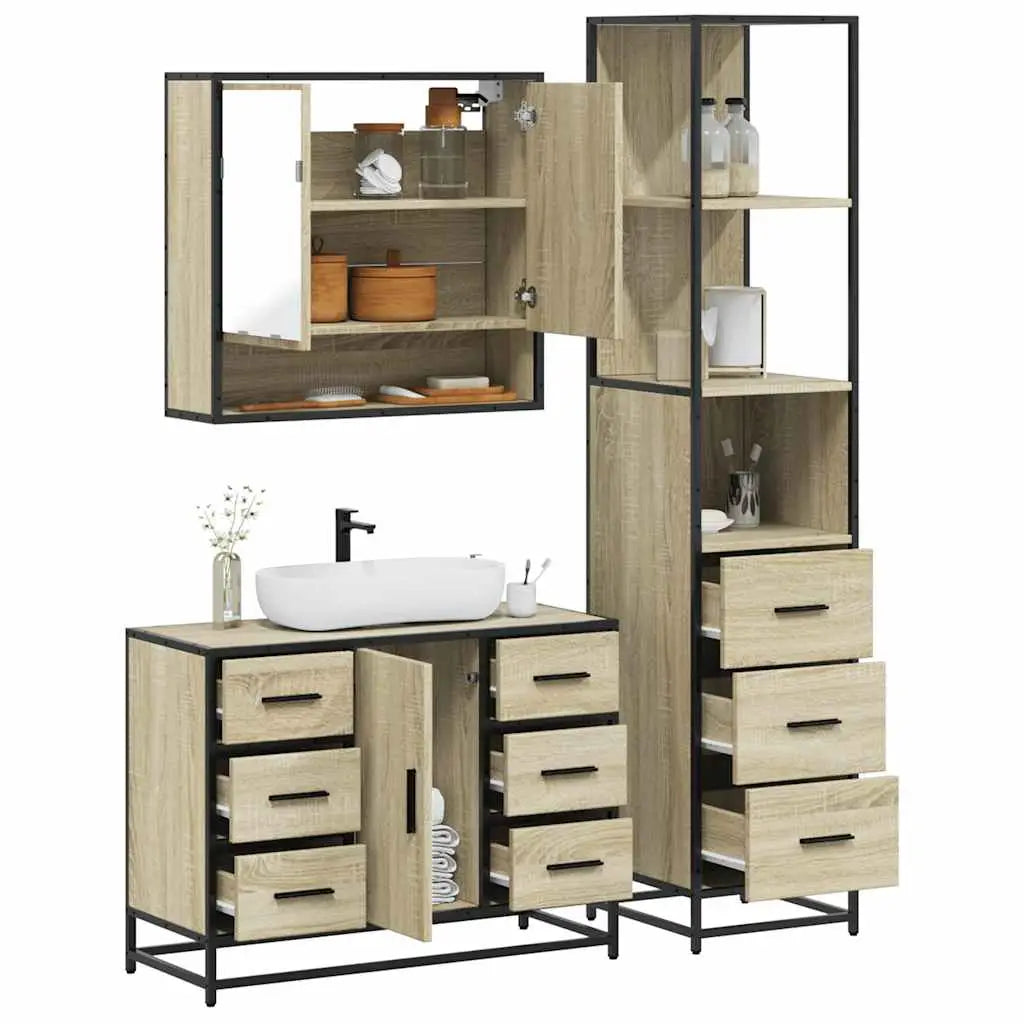 Ensemble de meubles de salle de bain 3 pcs chêne sonoma - XIOS
