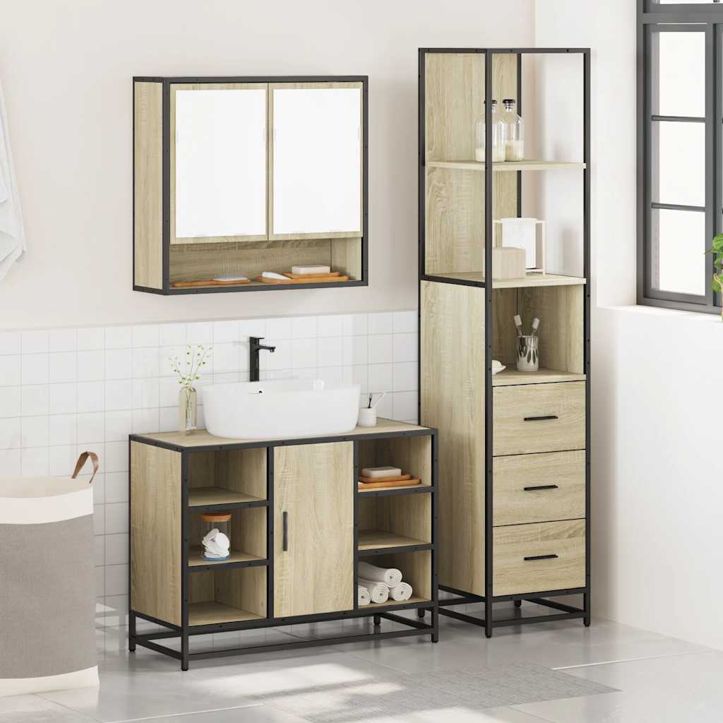 Ensemble de meubles de salle de bain 3 pcs chêne sonoma
