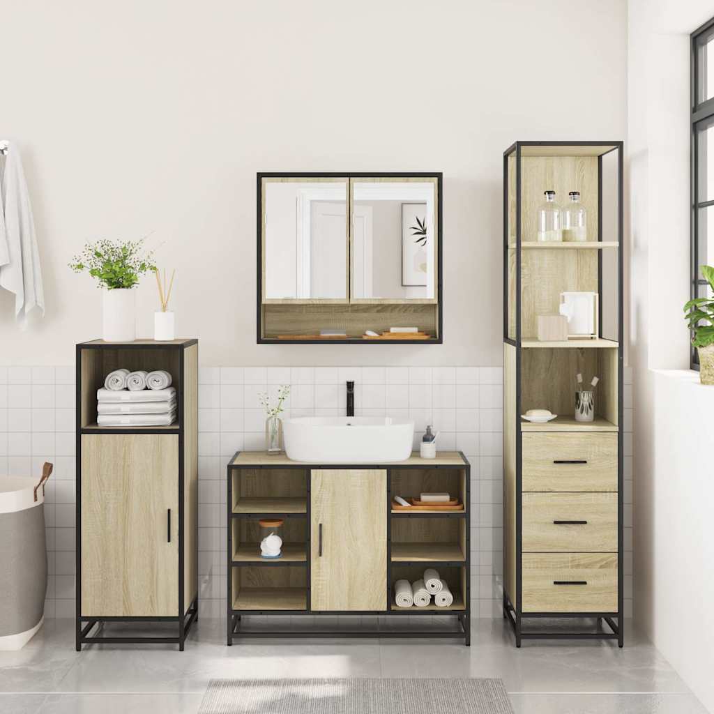 Ensemble de meubles de salle de bain 3 pcs chêne sonoma
