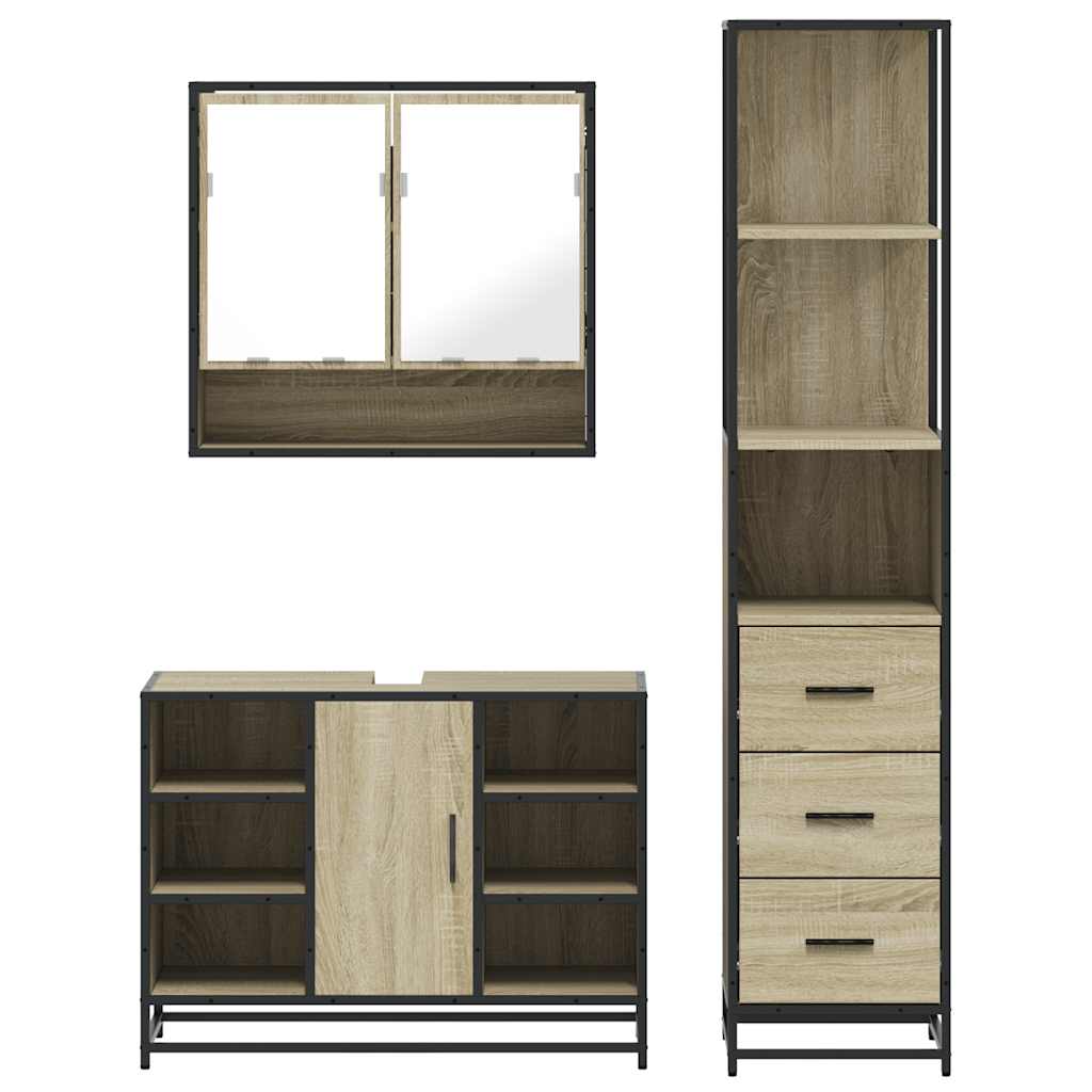 Ensemble de meubles de salle de bain 3 pcs chêne sonoma