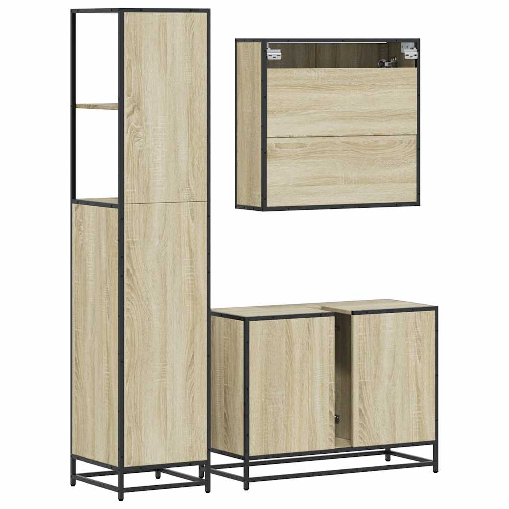 Ensemble de meubles de salle de bain 3 pcs chêne sonoma