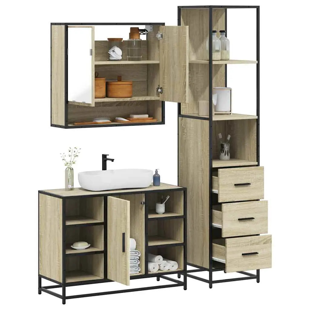 Ensemble de meubles de salle de bain 3 pcs chêne sonoma - XIOS