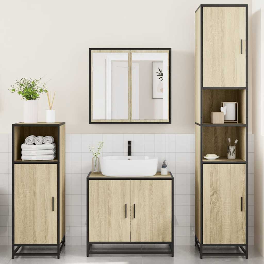 Ensemble de meubles de salle de bain 4 pcs chêne sonoma