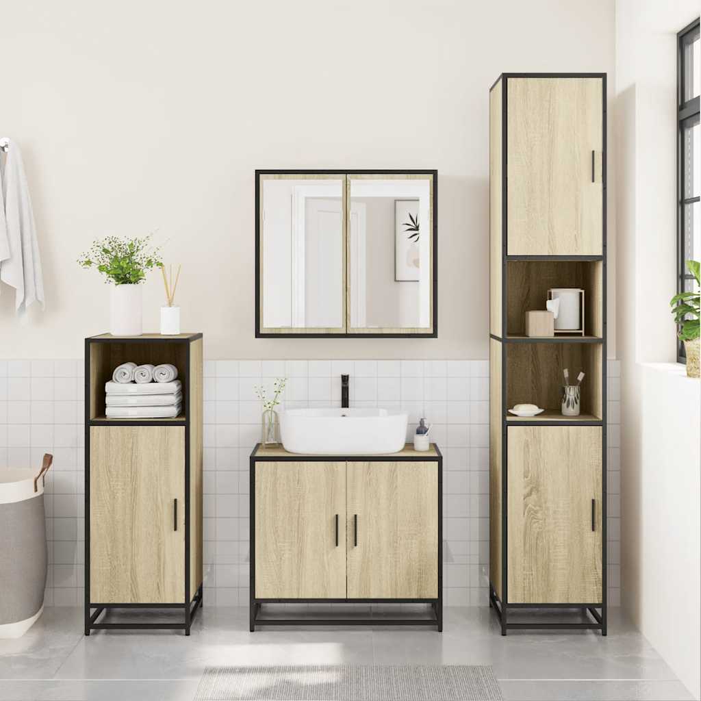 Ensemble de meubles de salle de bain 4 pcs chêne sonoma