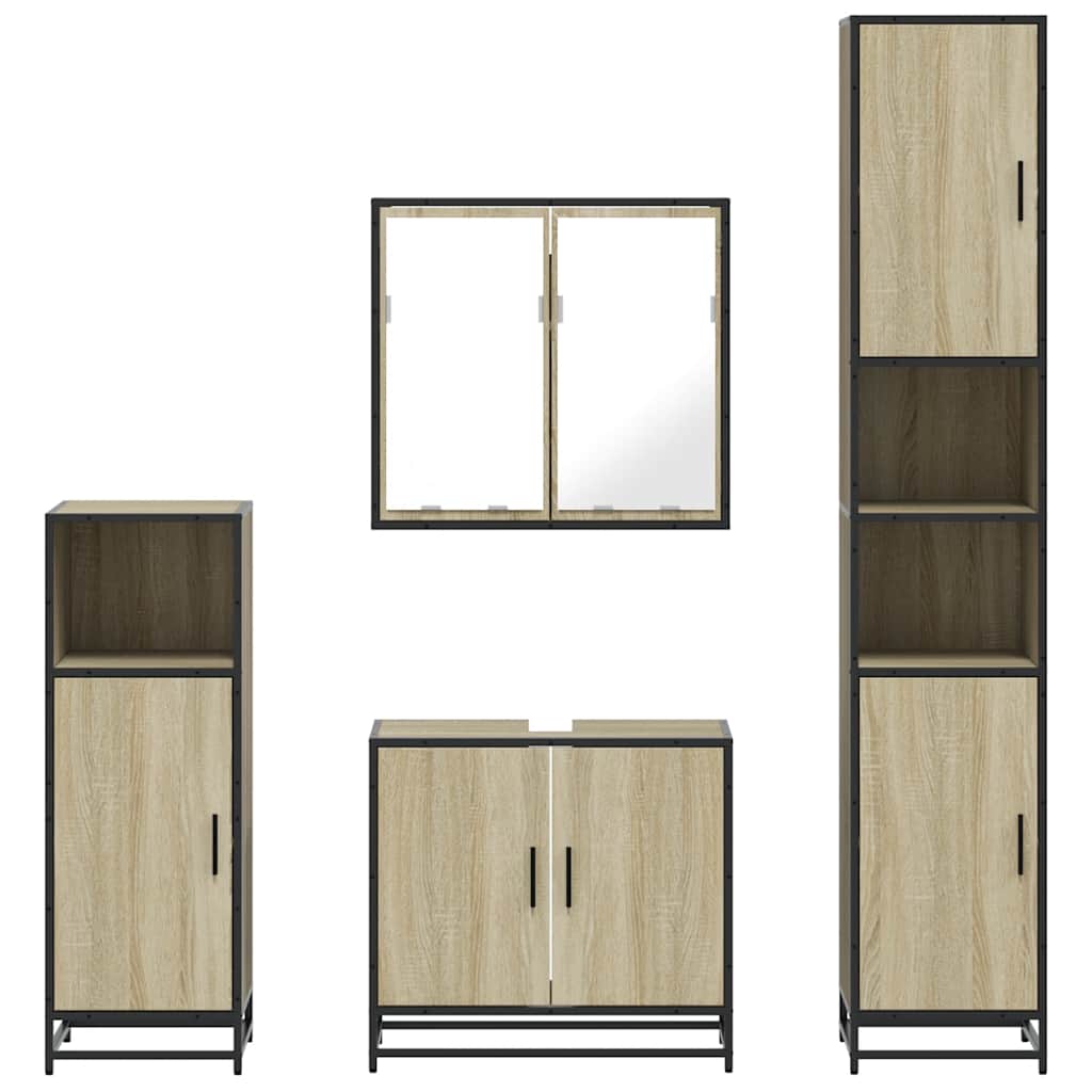 Ensemble de meubles de salle de bain 4 pcs chêne sonoma