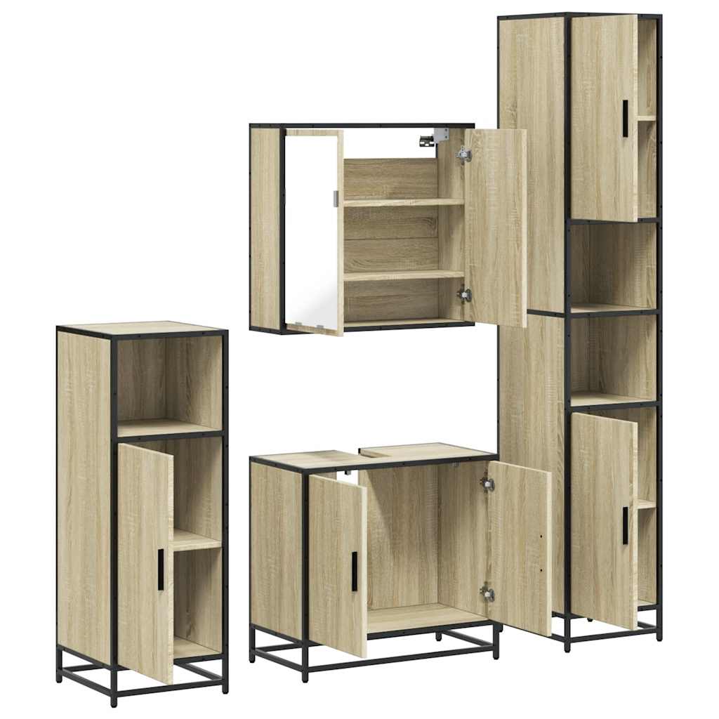 Ensemble de meubles de salle de bain 4 pcs chêne sonoma