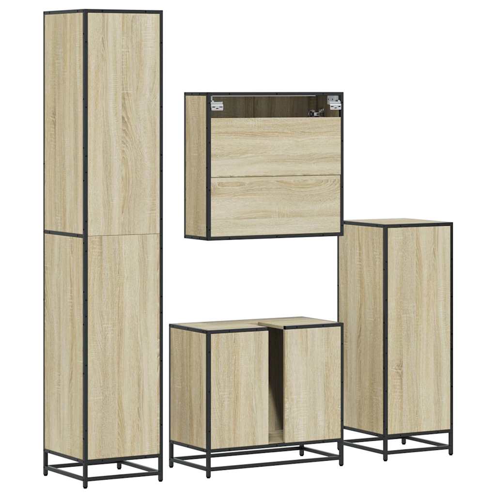 Ensemble de meubles de salle de bain 4 pcs chêne sonoma