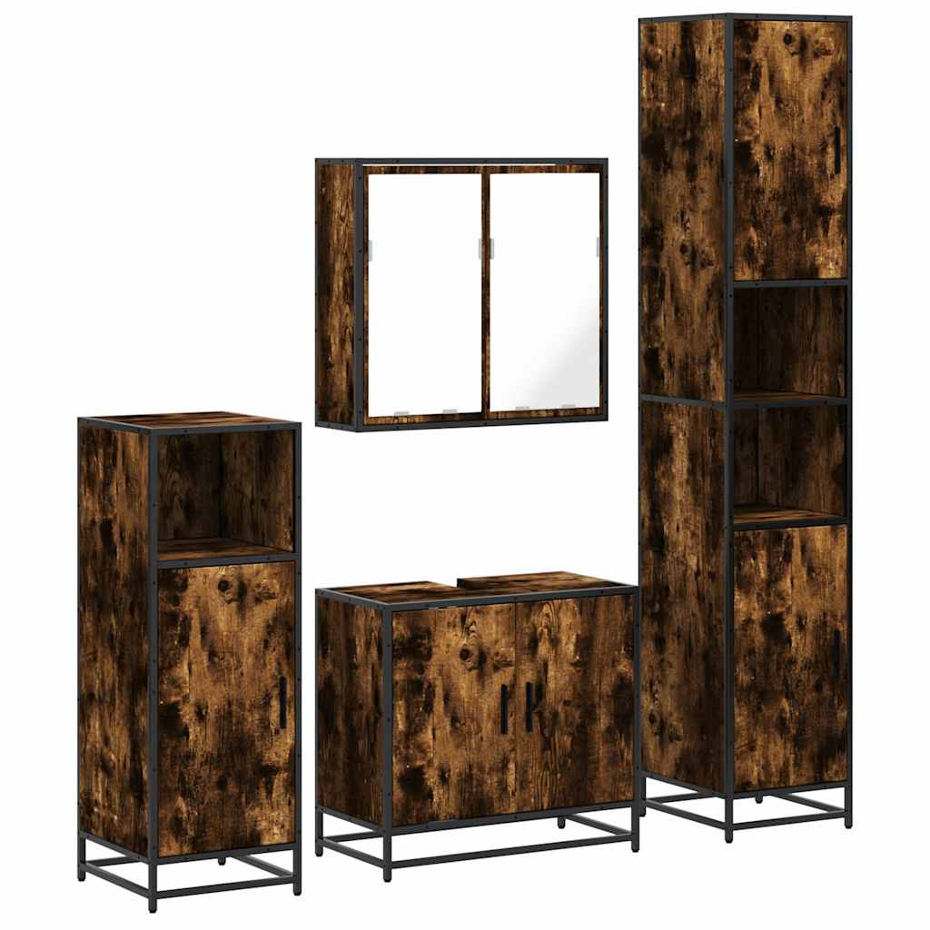 Ensemble meubles salle de bain 4 pcs chêne fumé bois ingénierie