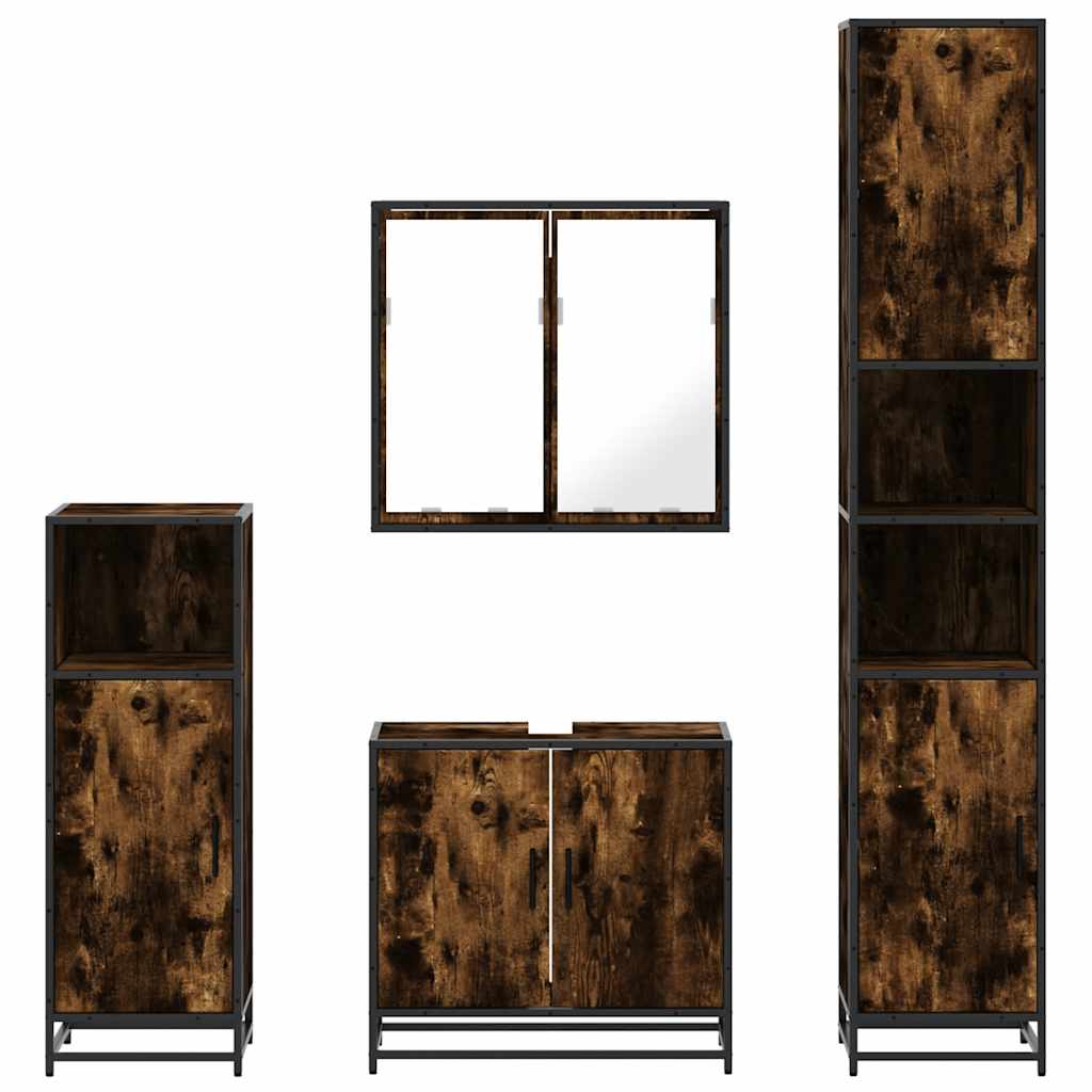 Ensemble meubles salle de bain 4 pcs chêne fumé bois ingénierie