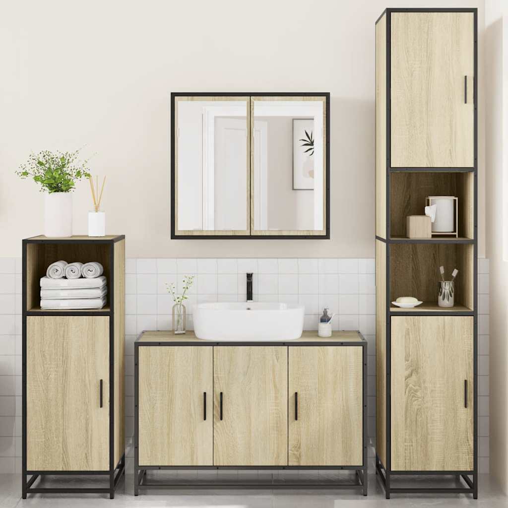 Ensemble de meubles de salle de bain 4 pcs chêne sonoma