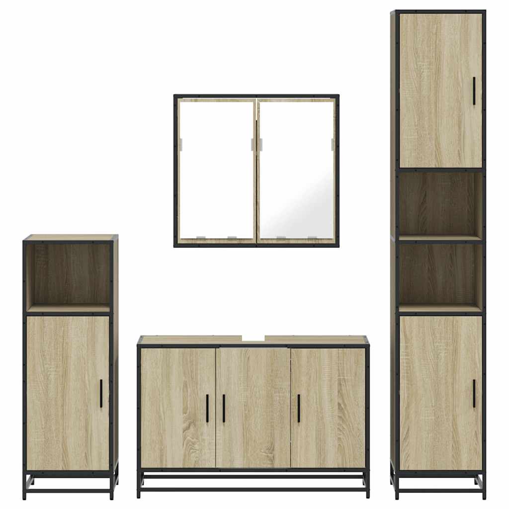 Ensemble de meubles de salle de bain 4 pcs chêne sonoma