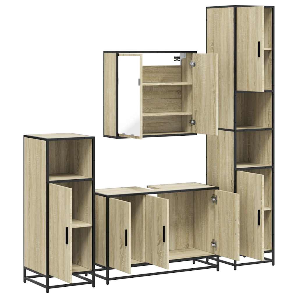 Ensemble de meubles de salle de bain 4 pcs chêne sonoma