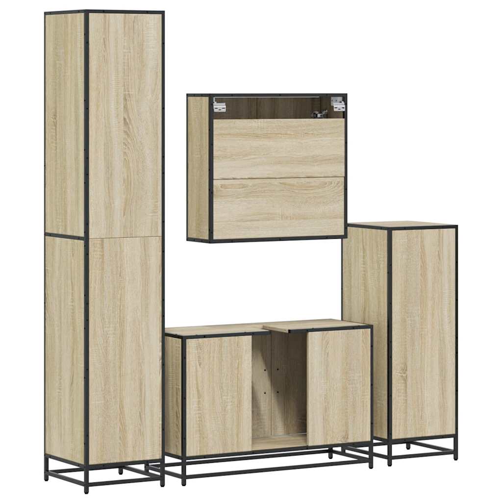 Ensemble de meubles de salle de bain 4 pcs chêne sonoma