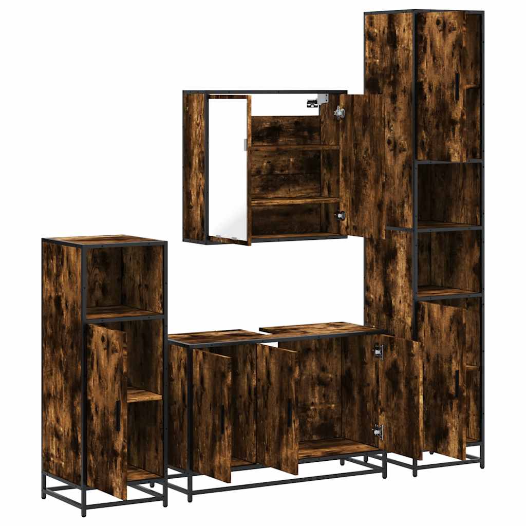Ensemble meubles salle de bain 4 pcs chêne fumé bois ingénierie
