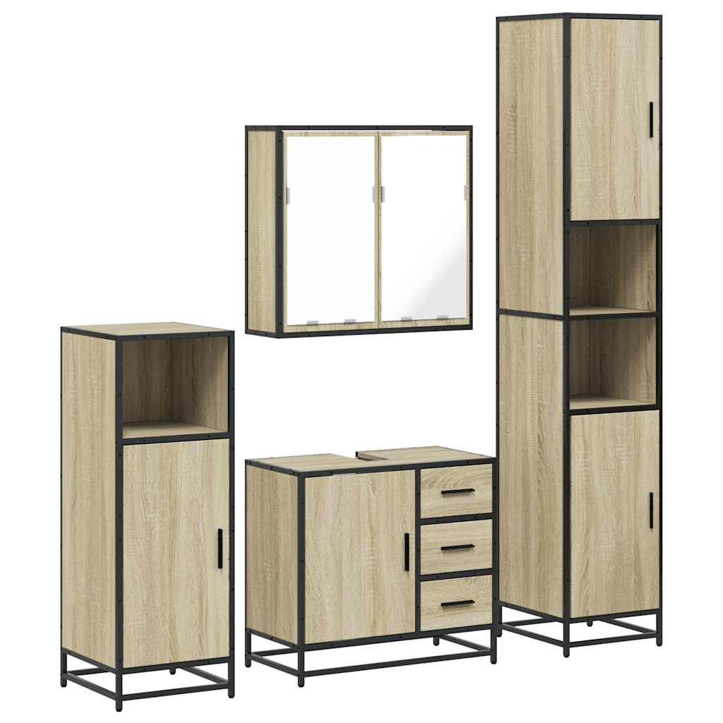 Ensemble de meubles de salle de bain 4 pcs chêne sonoma