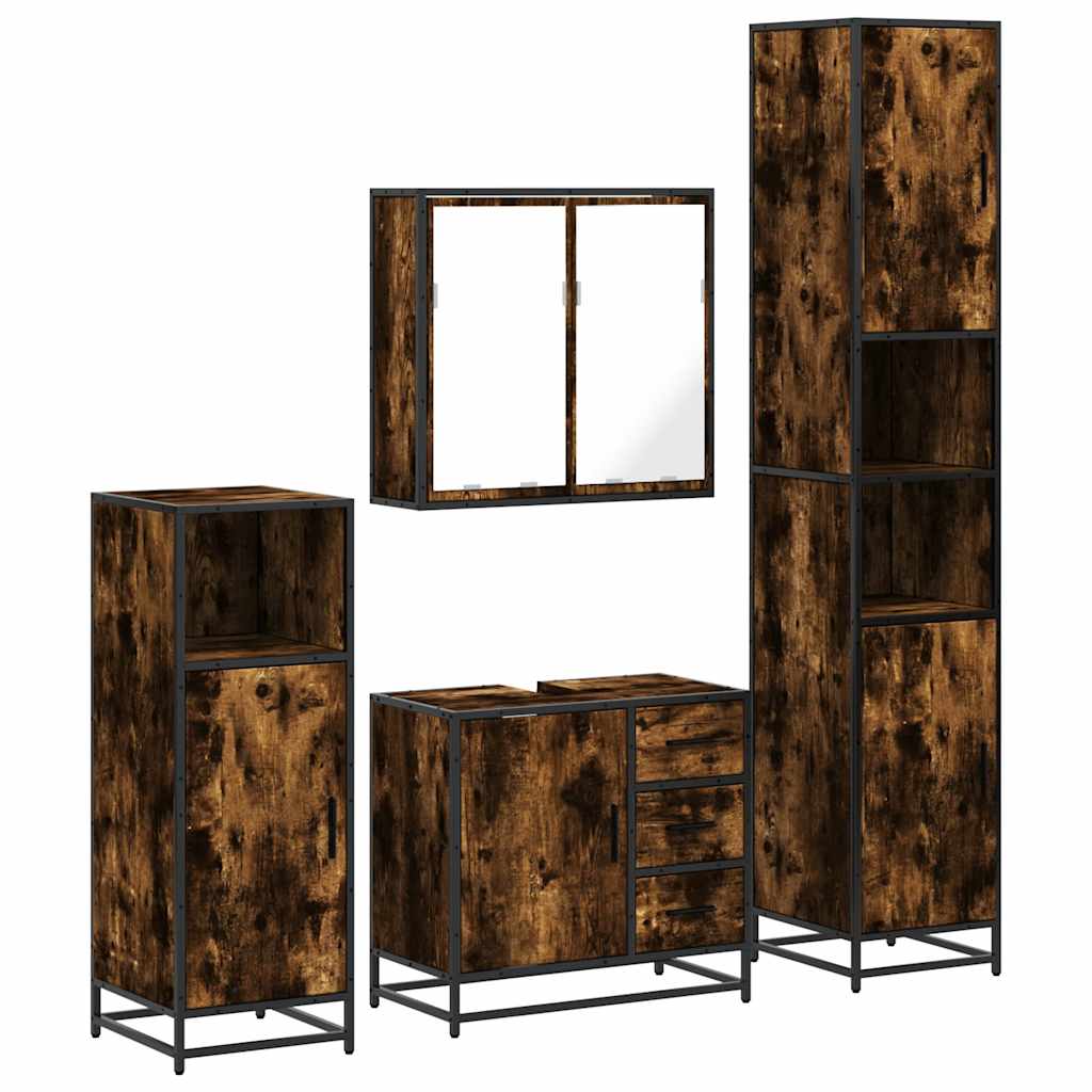 Ensemble meubles salle de bain 4 pcs chêne fumé bois ingénierie