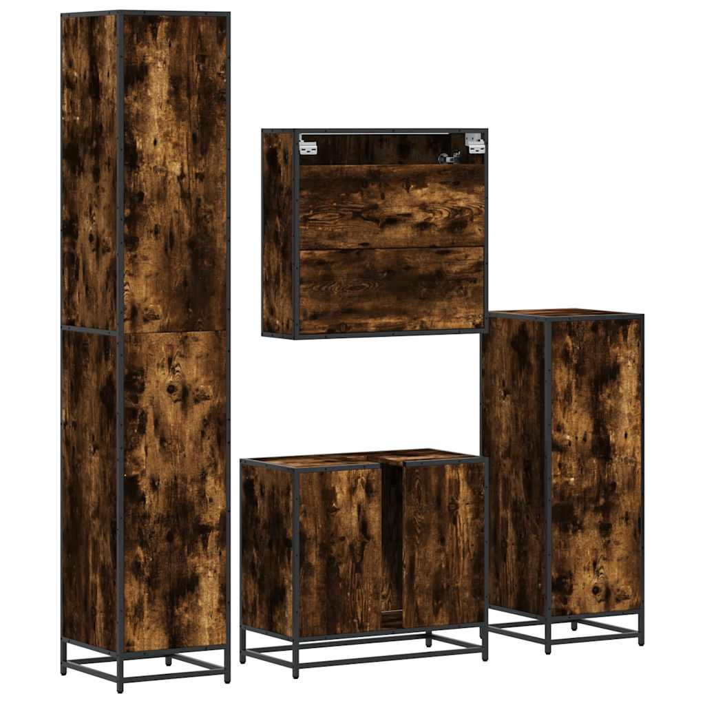 Ensemble meubles salle de bain 4 pcs chêne fumé bois ingénierie