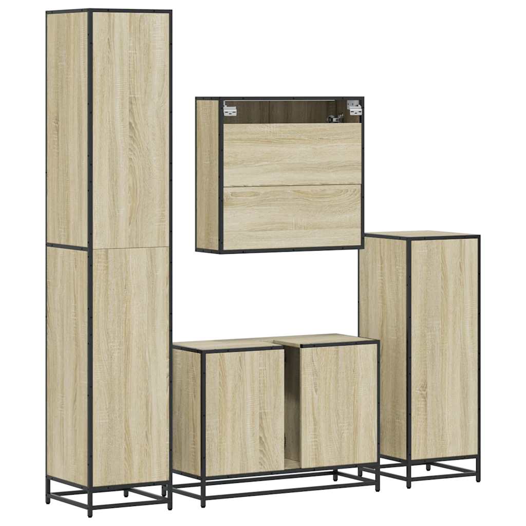 Ensemble de meubles de salle de bain 4 pcs chêne sonoma
