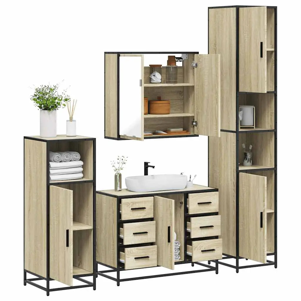 Ensemble de meubles de salle de bain 4 pcs chêne sonoma - XIOS