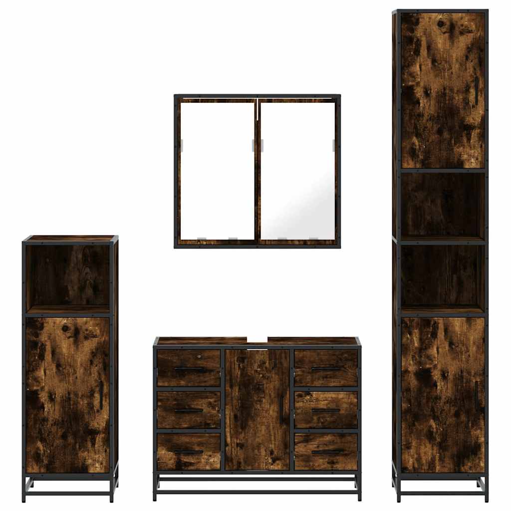 Ensemble meubles salle de bain 4 pcs chêne fumé bois ingénierie