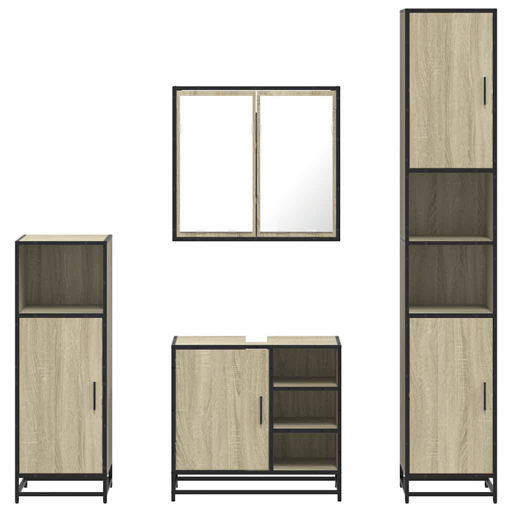 Ensemble de meubles de salle de bain 4 pcs chêne sonoma