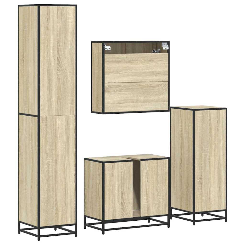 Ensemble de meubles de salle de bain 4 pcs chêne sonoma