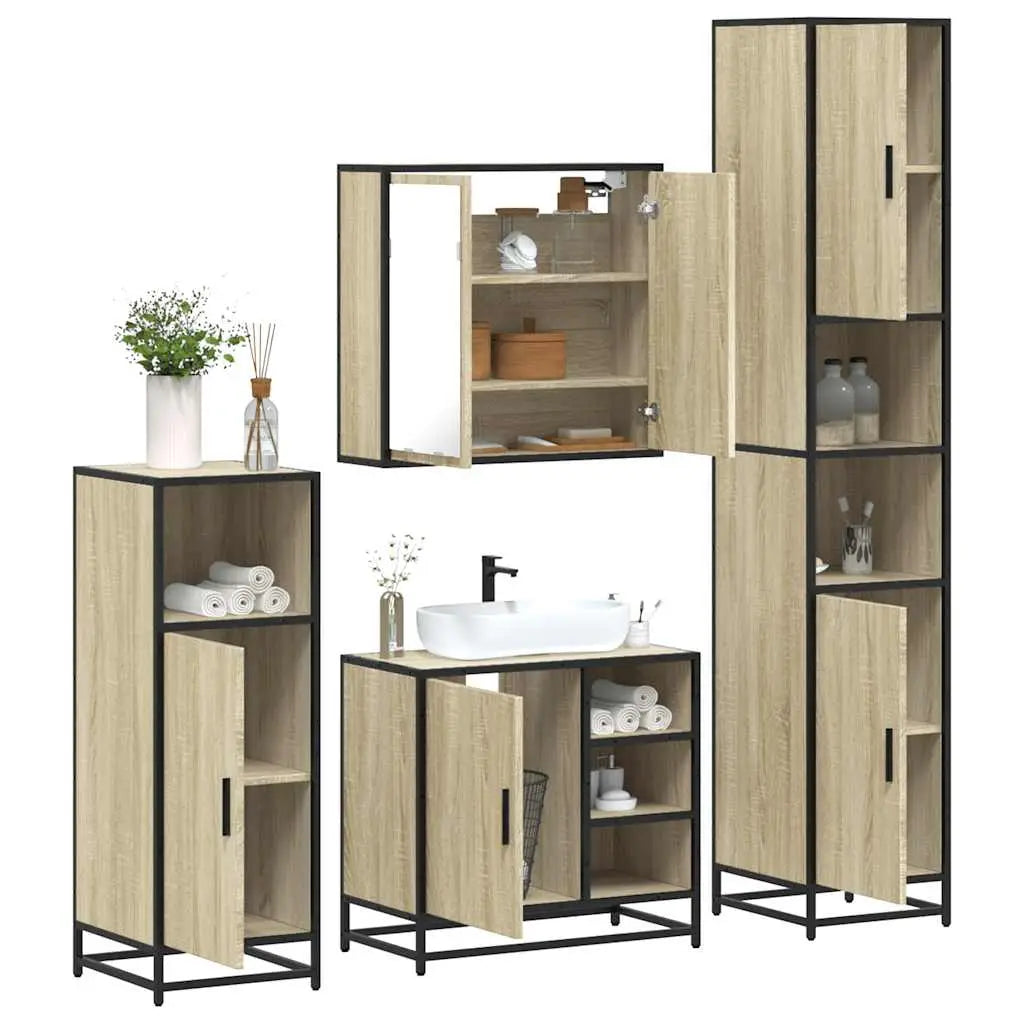 Ensemble de meubles de salle de bain 4 pcs chêne sonoma - XIOS