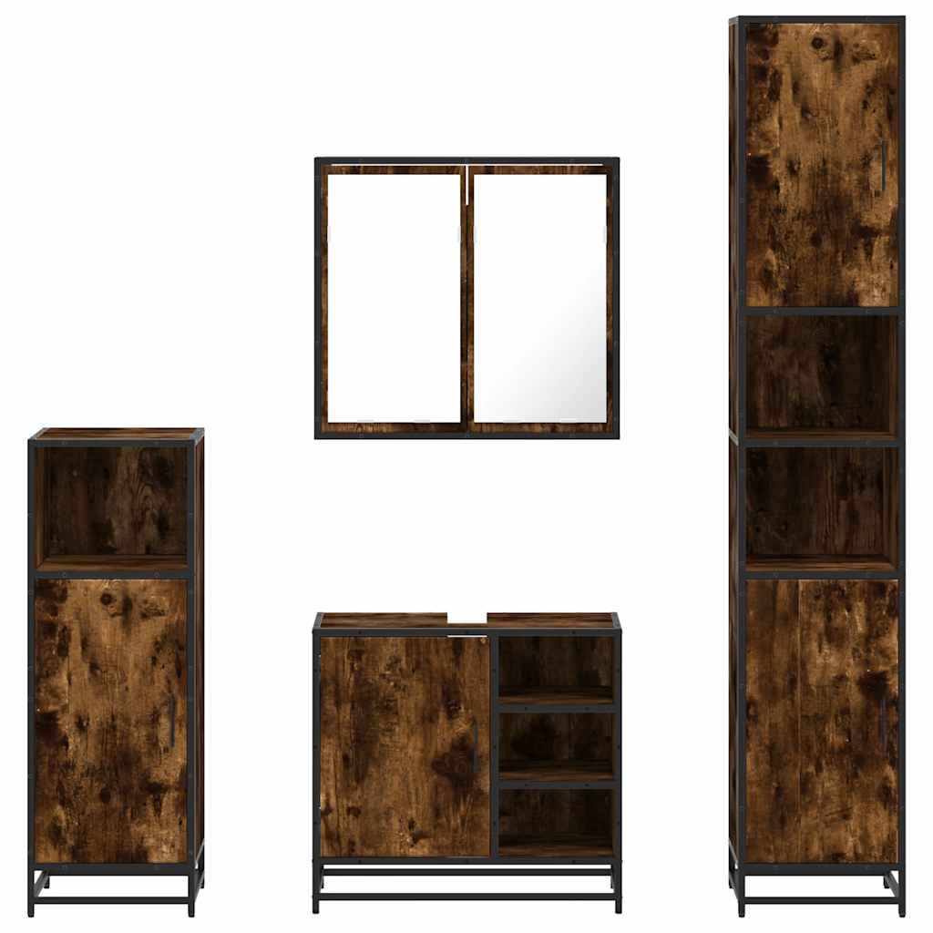 Ensemble meubles salle de bain 4 pcs chêne fumé bois ingénierie