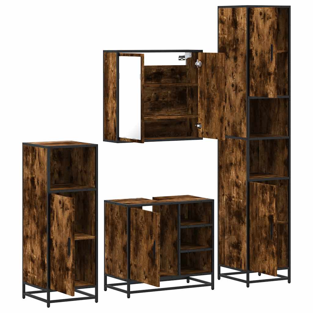 Ensemble meubles salle de bain 4 pcs chêne fumé bois ingénierie
