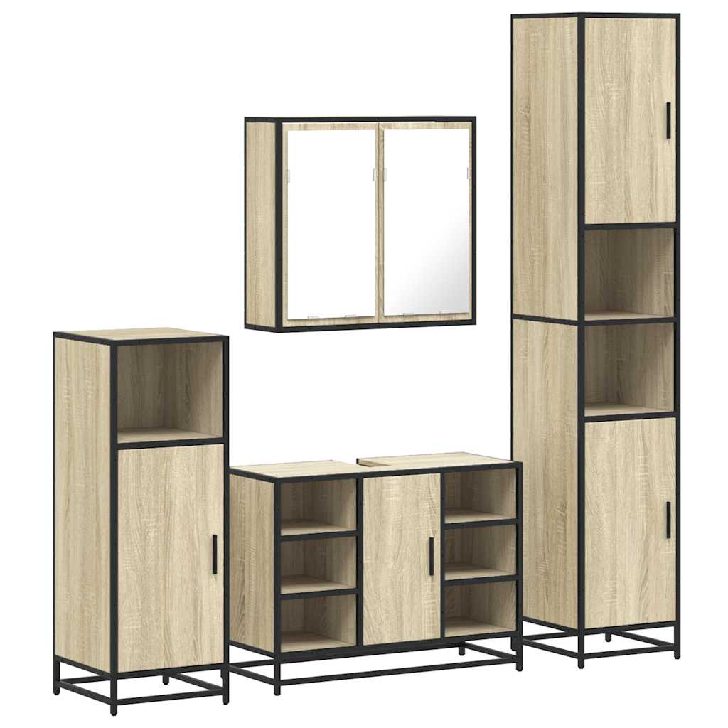 Ensemble de meubles de salle de bain 4 pcs chêne sonoma