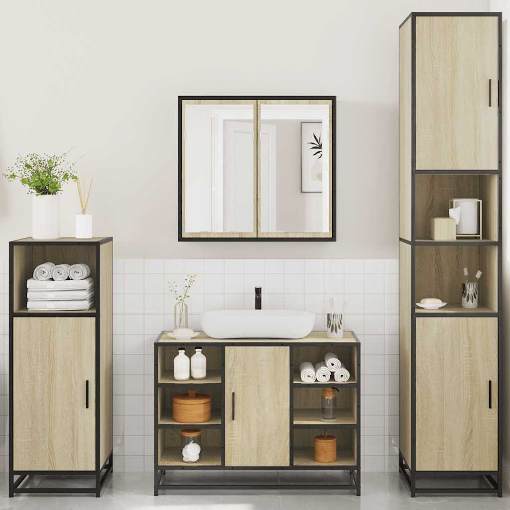Ensemble de meubles de salle de bain 4 pcs chêne sonoma